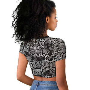 Snake African Skin Animals Pattern Raglan Cropped T shirt