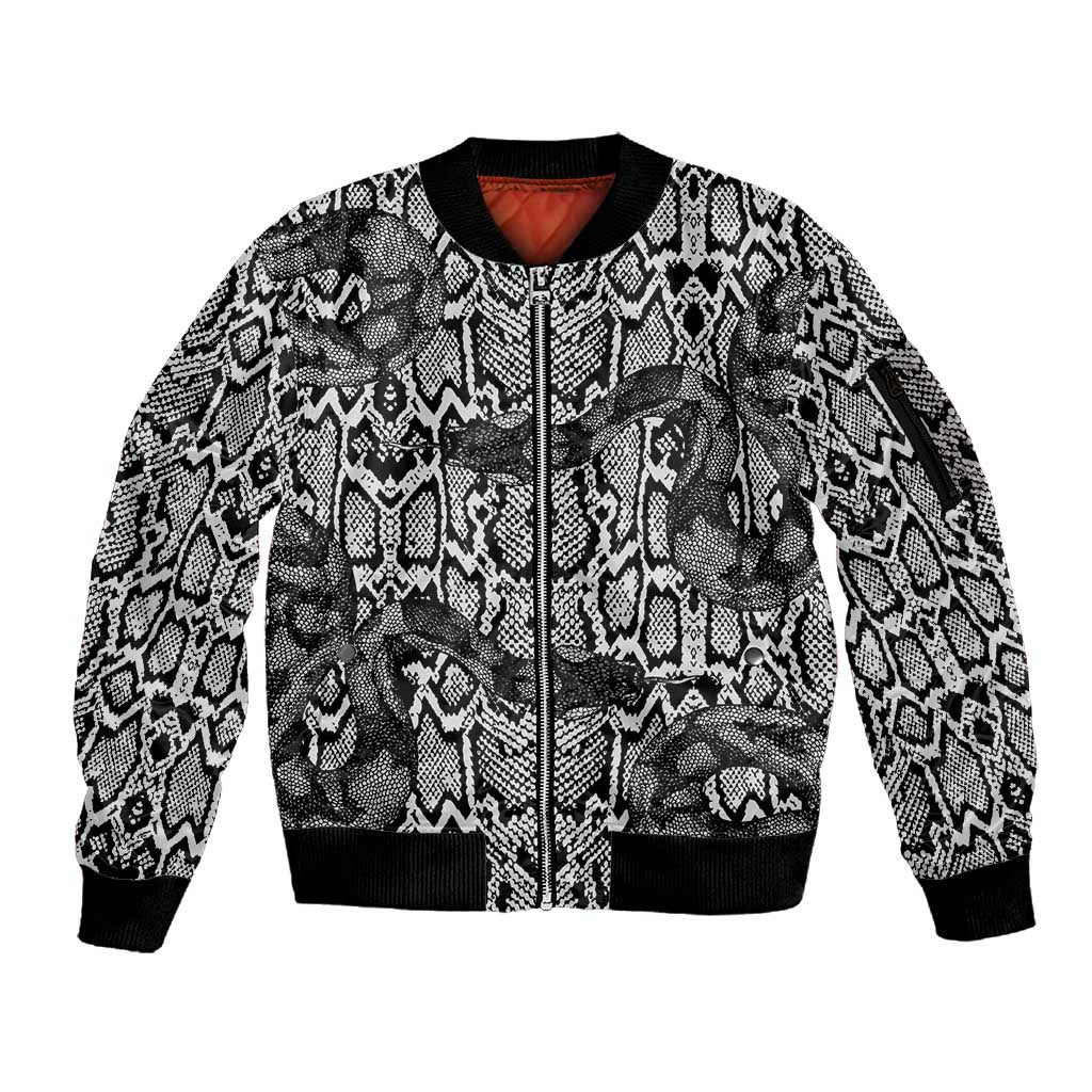 Snake African Skin Animals Pattern Sleeve Zip Bomber Jacket