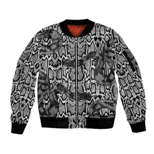 Snake African Skin Animals Pattern Sleeve Zip Bomber Jacket