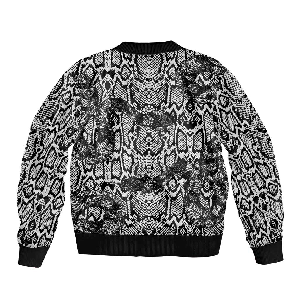 Snake African Skin Animals Pattern Sleeve Zip Bomber Jacket