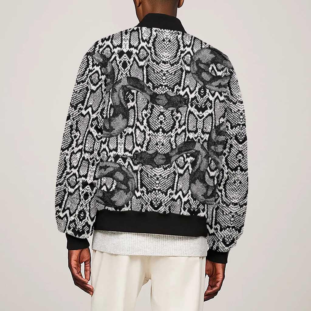 Snake African Skin Animals Pattern Sleeve Zip Bomber Jacket