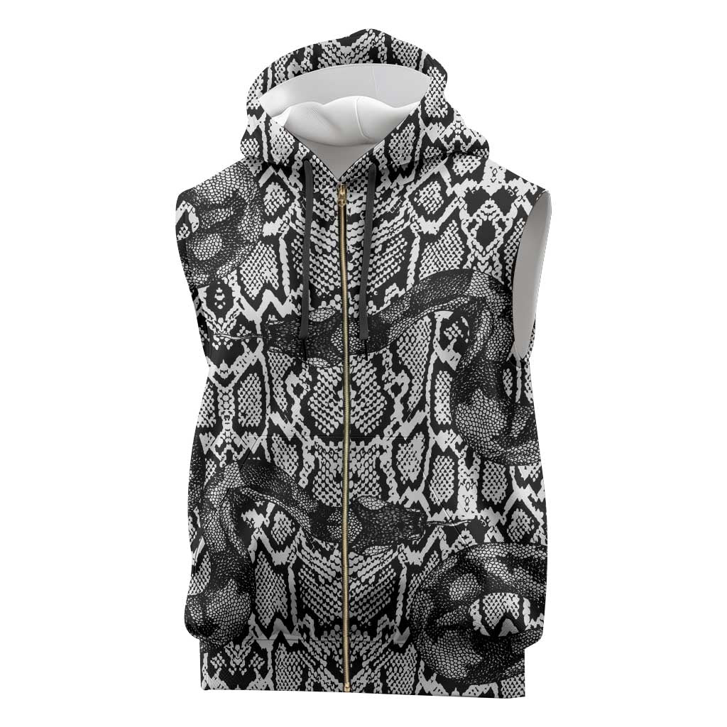 Snake African Skin Animals Pattern Sleeveless Zip Hoodie - African Pride