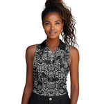 Snake African Skin Animals Pattern Women Sleeveless Polo Shirt