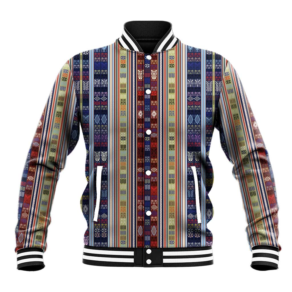 Lamba Mpanjaka Malagasy Traditional Pattern Baseball Jacket
