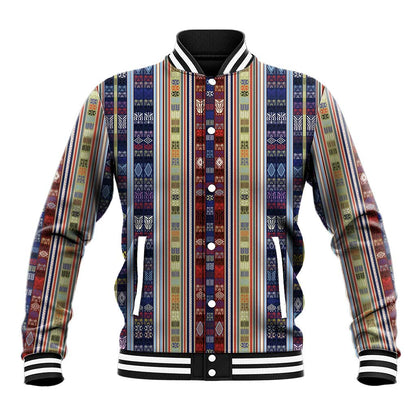 Lamba Mpanjaka Malagasy Traditional Pattern Baseball Jacket
