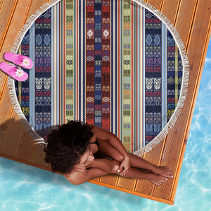 Lamba Mpanjaka Malagasy Traditional Pattern Beach Blanket