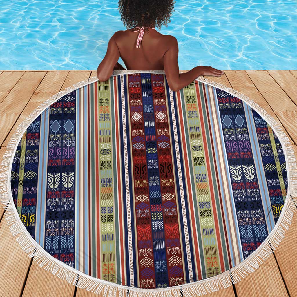 Lamba Mpanjaka Malagasy Traditional Pattern Beach Blanket