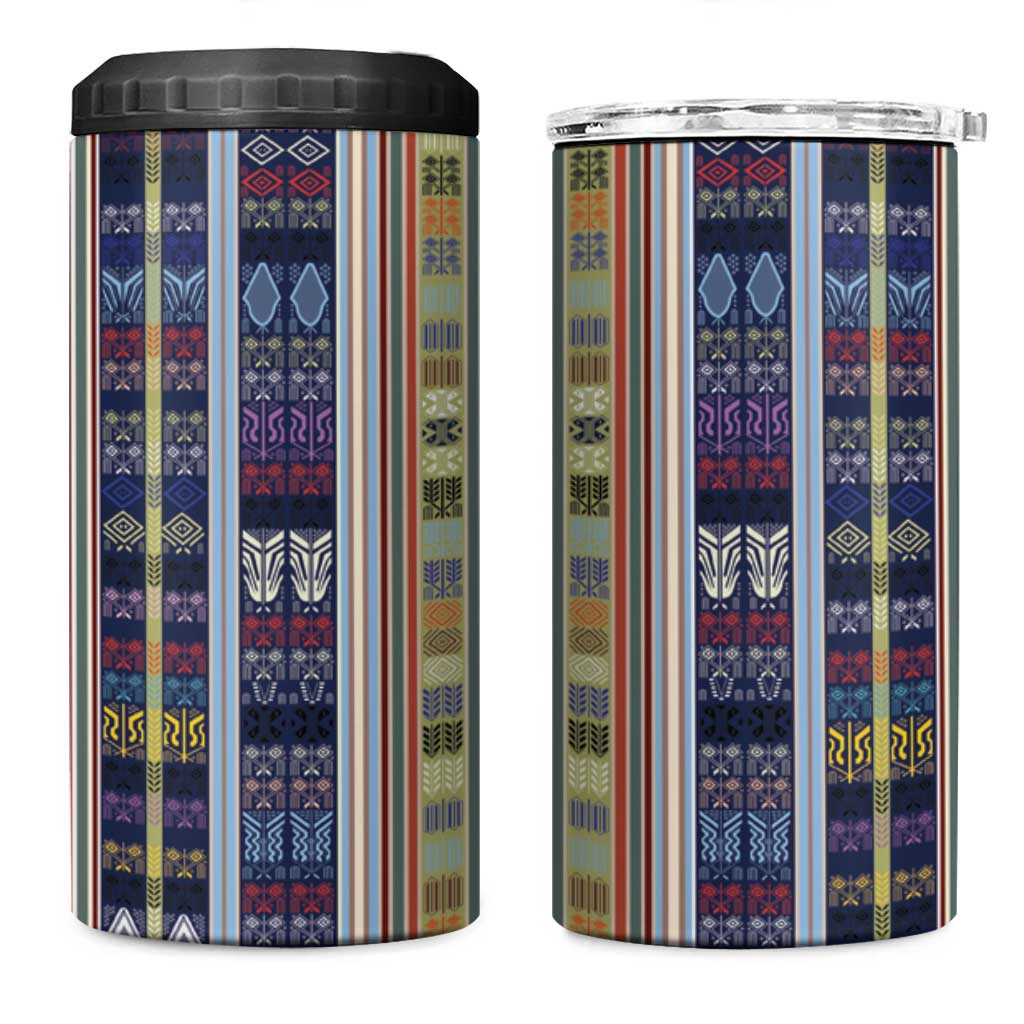 Lamba Mpanjaka Malagasy Traditional Pattern 4 in 1 Can Cooler Tumbler