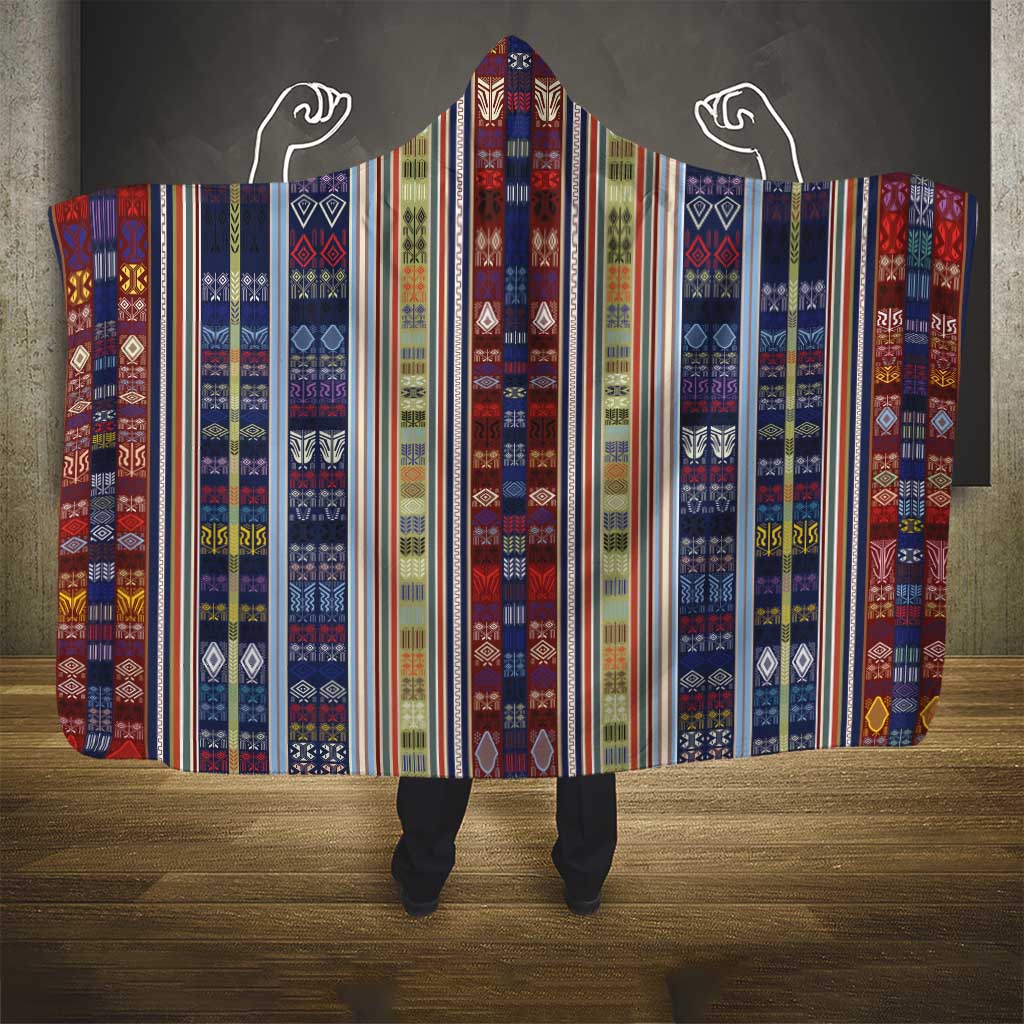 Lamba Mpanjaka Malagasy Traditional Pattern Hooded Blanket