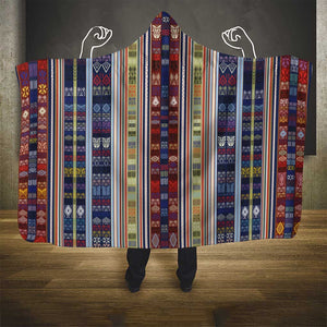 Lamba Mpanjaka Malagasy Traditional Pattern Hooded Blanket