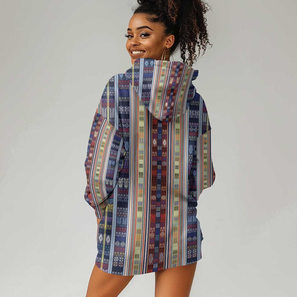 Lamba Mpanjaka Malagasy Traditional Pattern Hoodie Dress