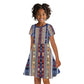 Lamba Mpanjaka Malagasy Traditional Pattern Kid Short Sleeve Dress
