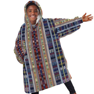 Lamba Mpanjaka Malagasy Traditional Pattern Kid Wearable Blanket Hoodie