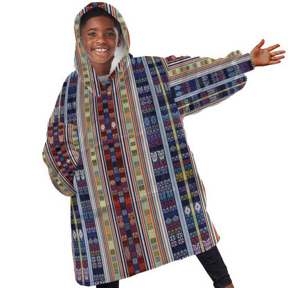 Lamba Mpanjaka Malagasy Traditional Pattern Kid Wearable Blanket Hoodie