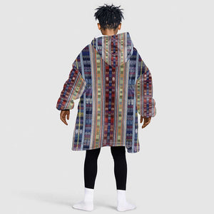 Lamba Mpanjaka Malagasy Traditional Pattern Kid Wearable Blanket Hoodie