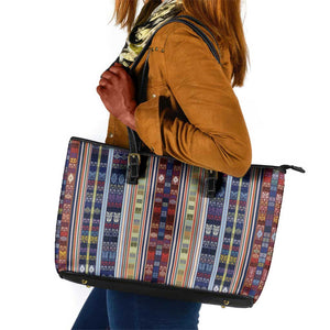 Lamba Mpanjaka Malagasy Traditional Pattern Leather Tote Bag