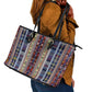 Lamba Mpanjaka Malagasy Traditional Pattern Leather Tote Bag