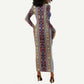 Lamba Mpanjaka Malagasy Traditional Pattern Long Sleeve Bodycon Dress LT15