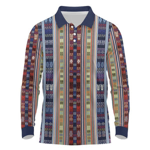 Lamba Mpanjaka Malagasy Traditional Pattern Long Sleeve Polo Shirt
