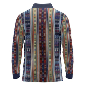 Lamba Mpanjaka Malagasy Traditional Pattern Long Sleeve Polo Shirt