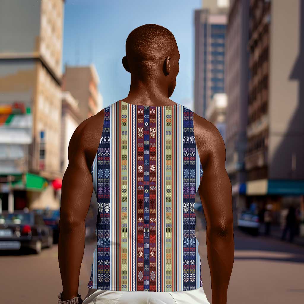Lamba Mpanjaka Malagasy Traditional Pattern Men Tank Top