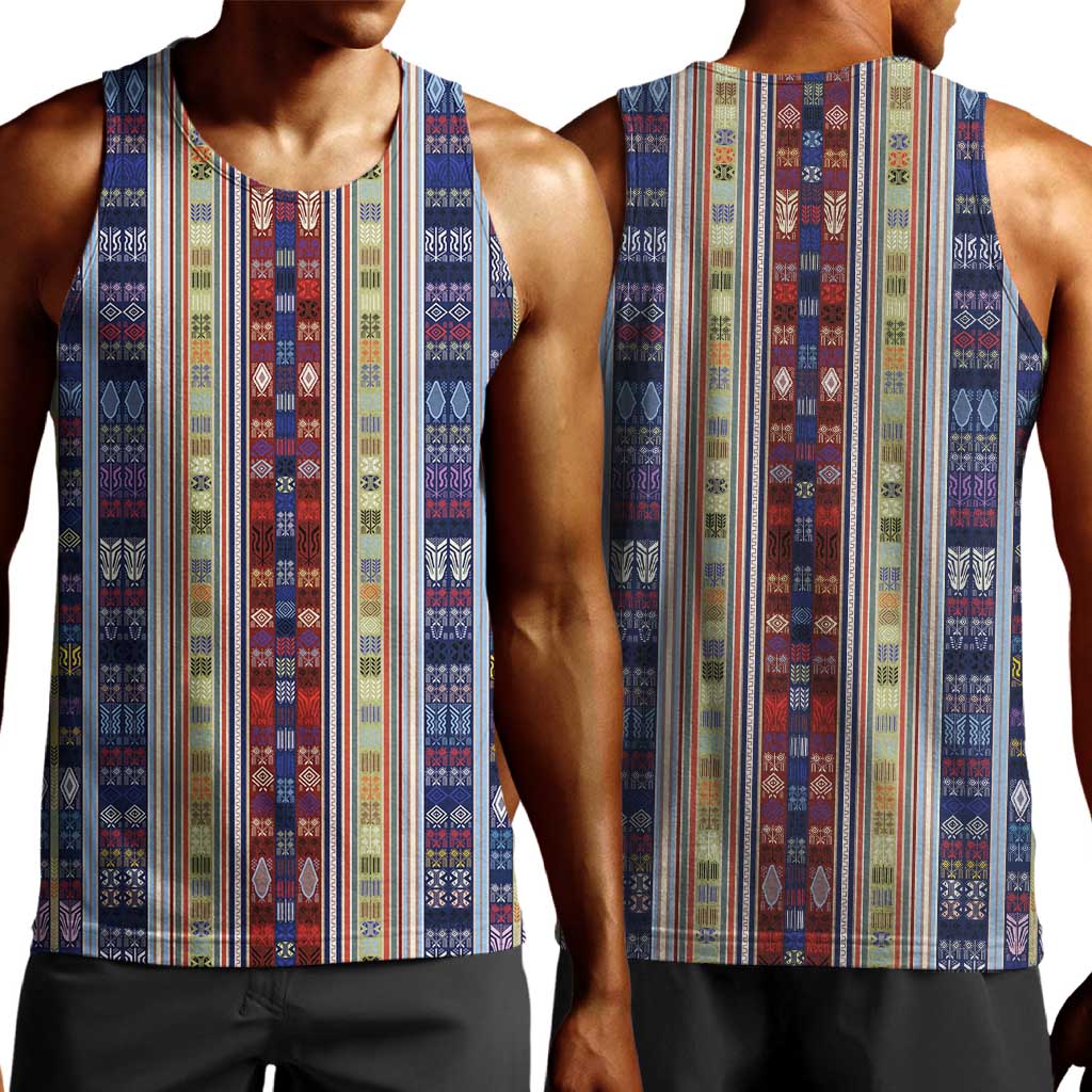 Lamba Mpanjaka Malagasy Traditional Pattern Men Tank Top