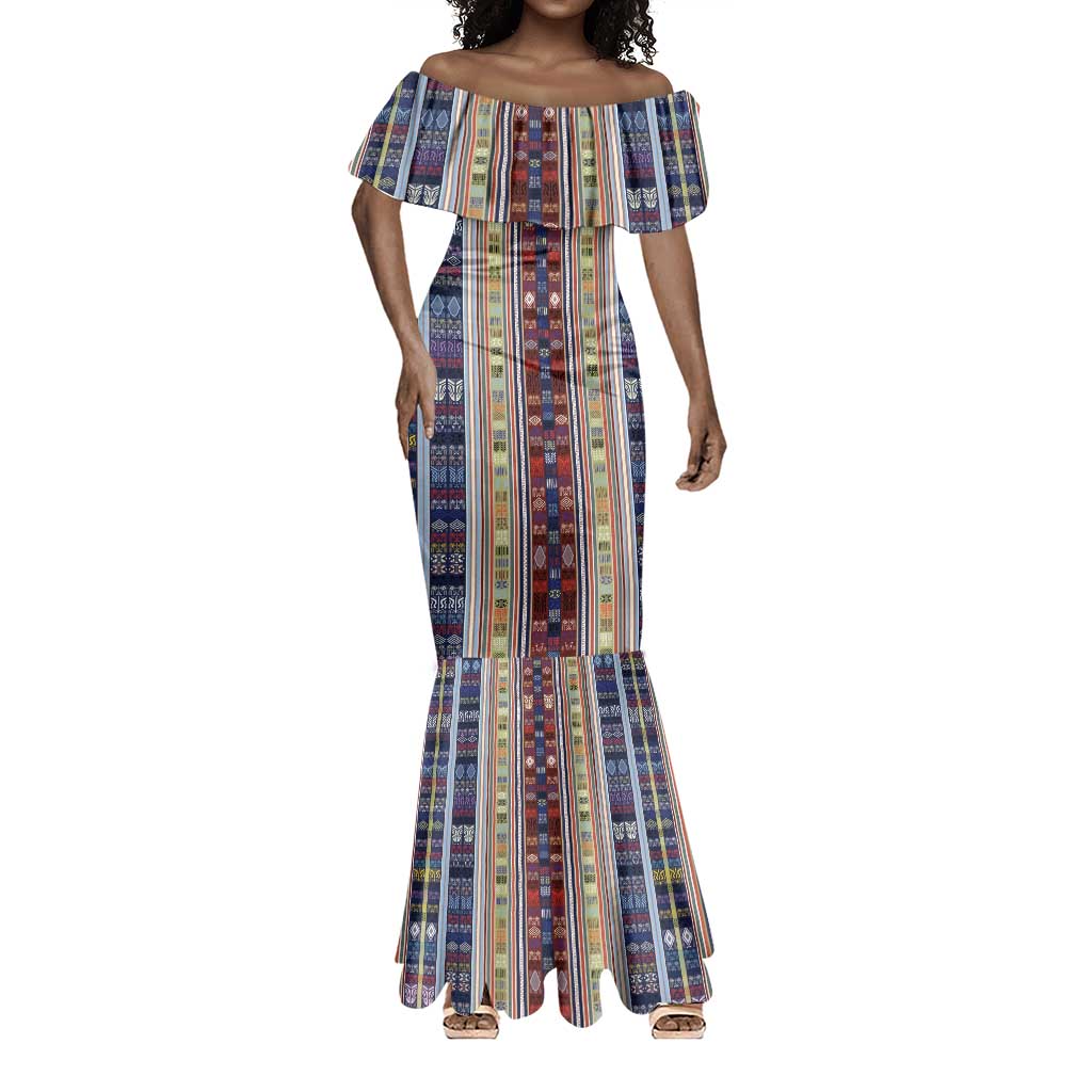 Lamba Mpanjaka Malagasy Traditional Pattern Mermaid Dress