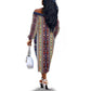 Lamba Mpanjaka Malagasy Traditional Pattern Off The Shoulder Long Sleeve Dress