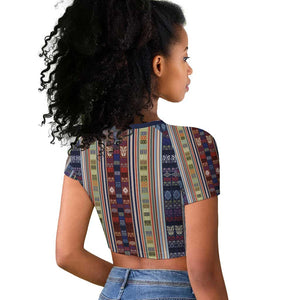 Lamba Mpanjaka Malagasy Traditional Pattern Raglan Cropped T shirt