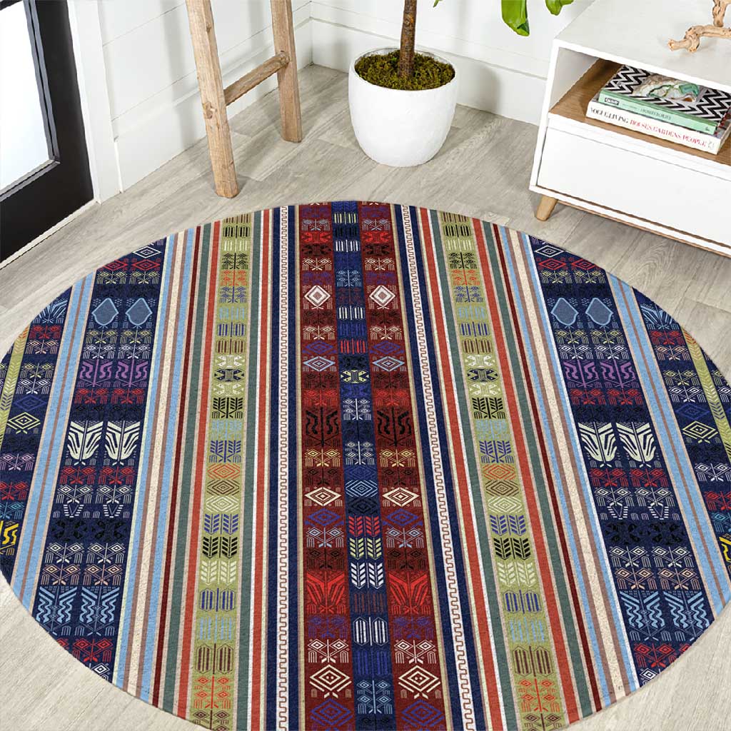 Lamba Mpanjaka Malagasy Traditional Pattern Round Carpet