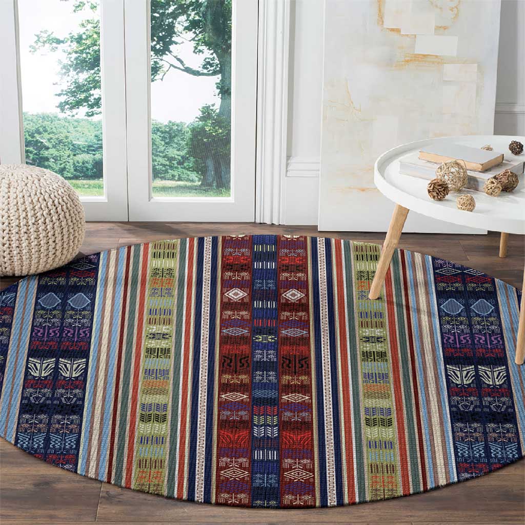 Lamba Mpanjaka Malagasy Traditional Pattern Round Carpet