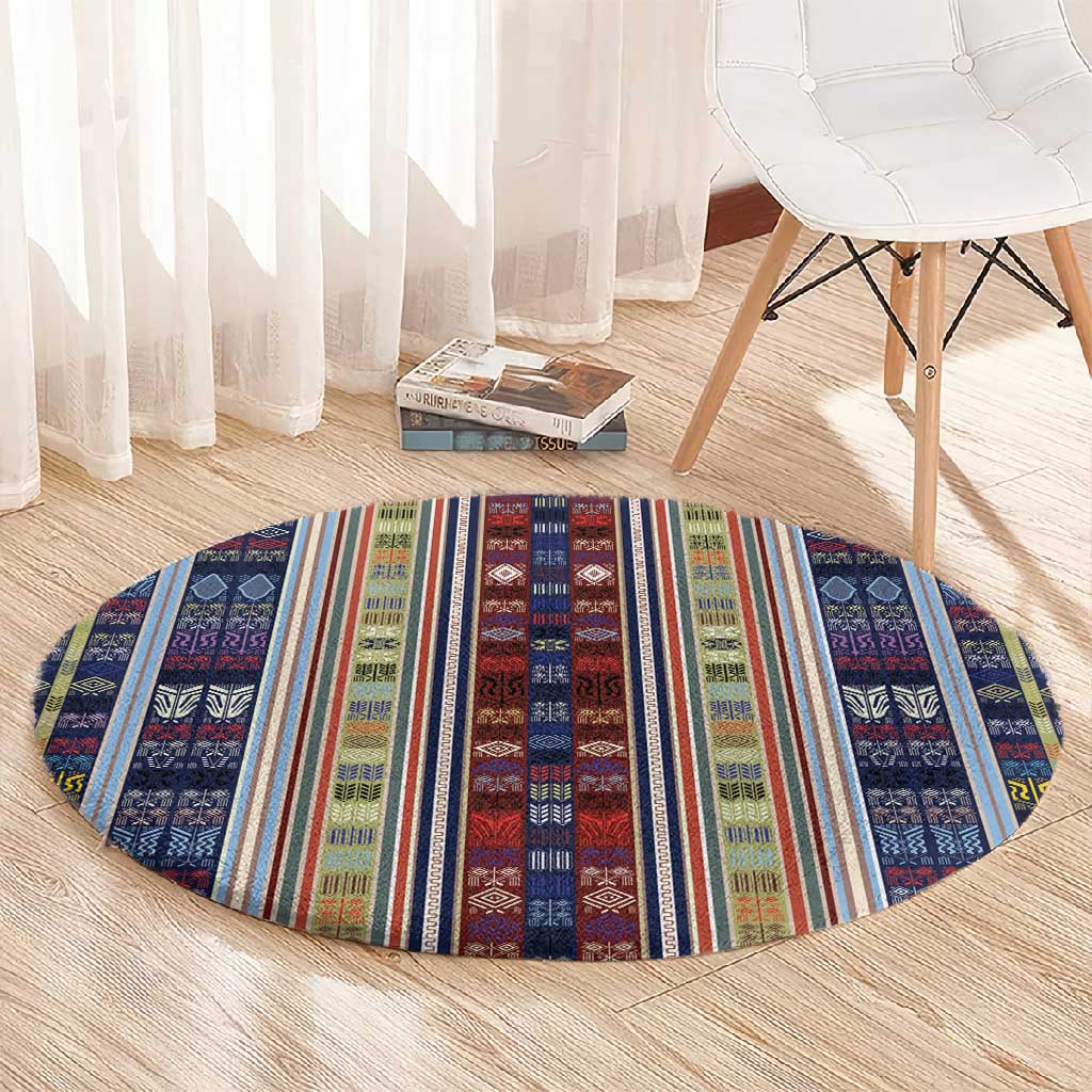 Lamba Mpanjaka Malagasy Traditional Pattern Round Carpet