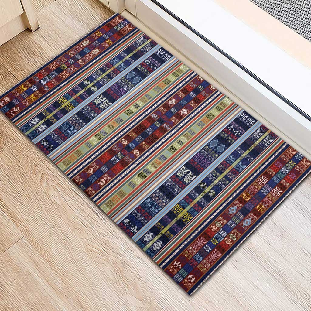 Lamba Mpanjaka Malagasy Traditional Pattern Rubber Doormat