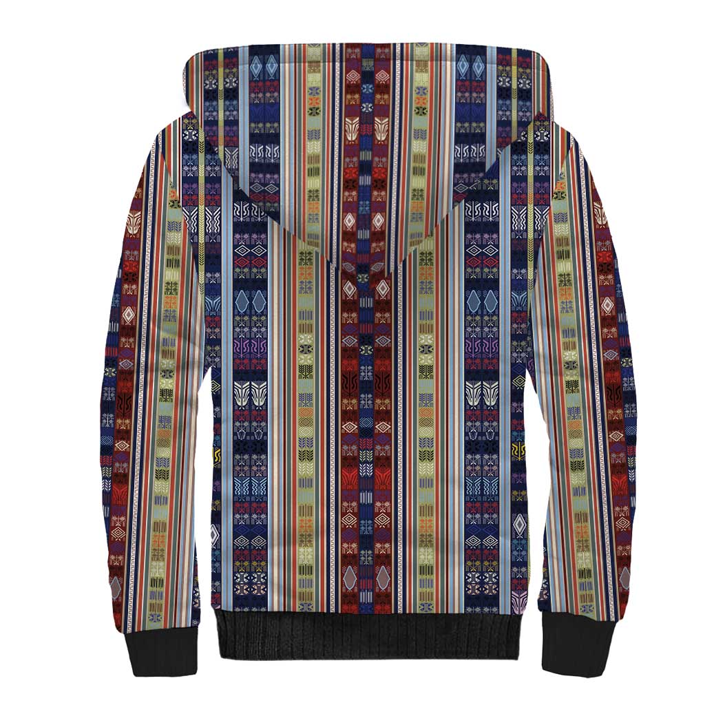 Lamba Mpanjaka Malagasy Traditional Pattern Sherpa Hoodie