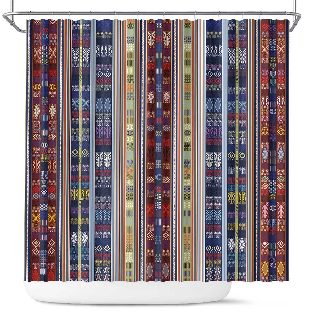 Lamba Mpanjaka Malagasy Traditional Pattern Shower Curtain