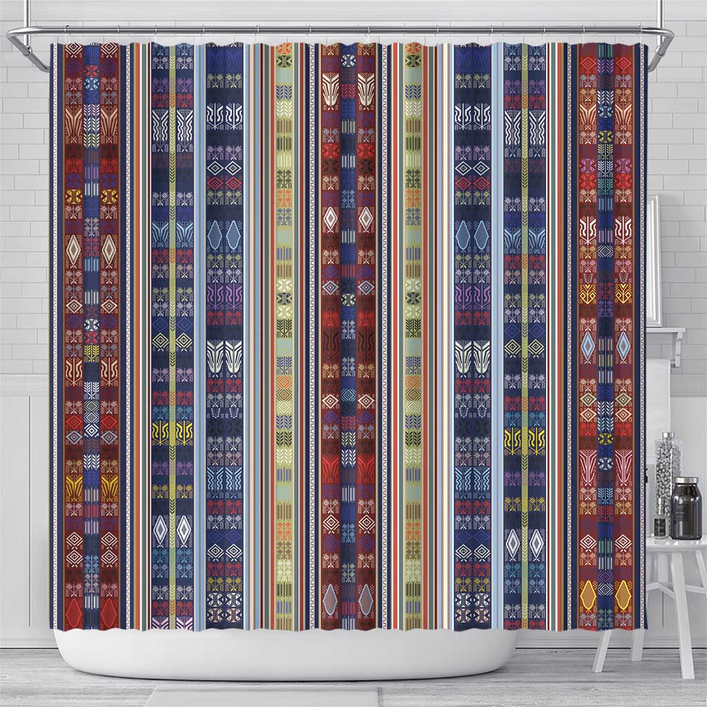 Lamba Mpanjaka Malagasy Traditional Pattern Shower Curtain
