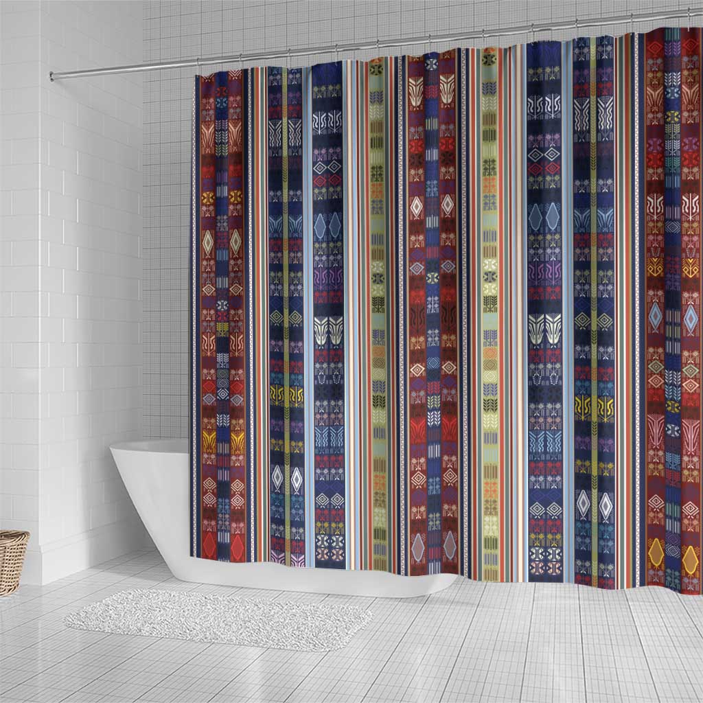 Lamba Mpanjaka Malagasy Traditional Pattern Shower Curtain