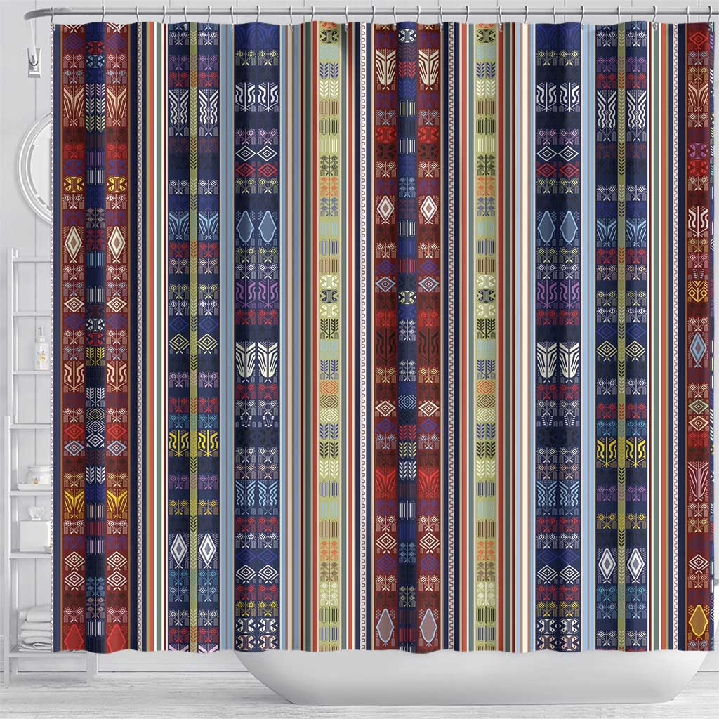 Lamba Mpanjaka Malagasy Traditional Pattern Shower Curtain