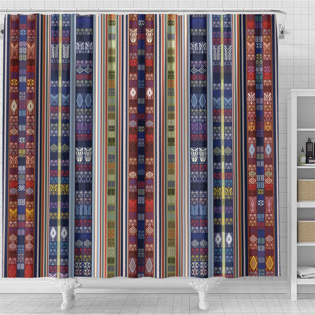 Lamba Mpanjaka Malagasy Traditional Pattern Shower Curtain