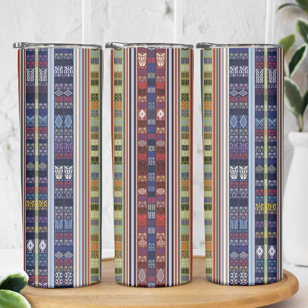 Lamba Mpanjaka Malagasy Traditional Pattern Skinny Tumbler