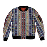 Lamba Mpanjaka Malagasy Traditional Pattern Sleeve Zip Bomber Jacket