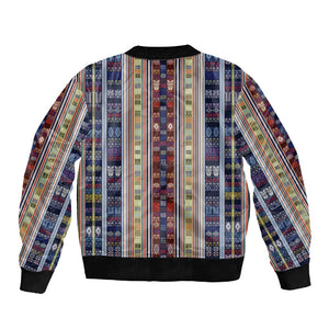Lamba Mpanjaka Malagasy Traditional Pattern Sleeve Zip Bomber Jacket