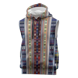 Lamba Mpanjaka Malagasy Traditional Pattern Sleeveless Hoodie - African Pride