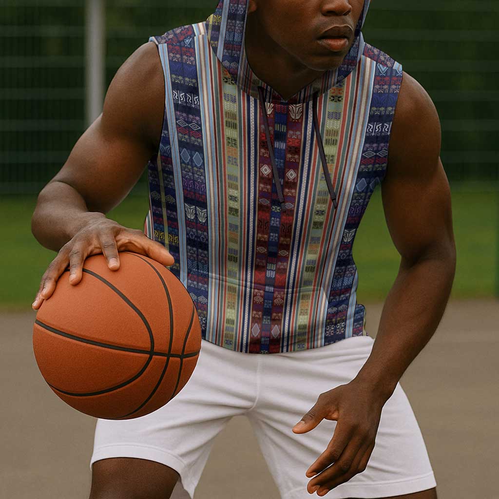 Lamba Mpanjaka Malagasy Traditional Pattern Sleeveless Hoodie - African Pride