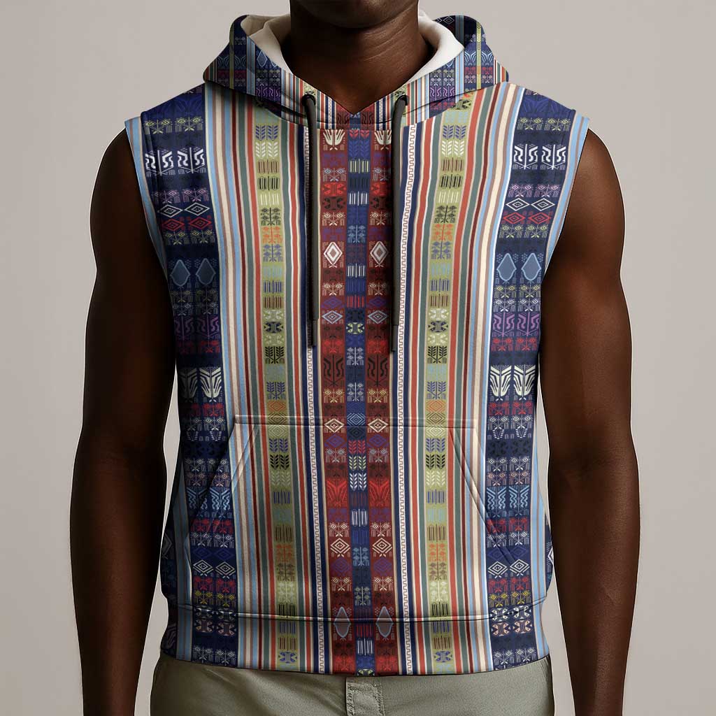 Lamba Mpanjaka Malagasy Traditional Pattern Sleeveless Hoodie - African Pride