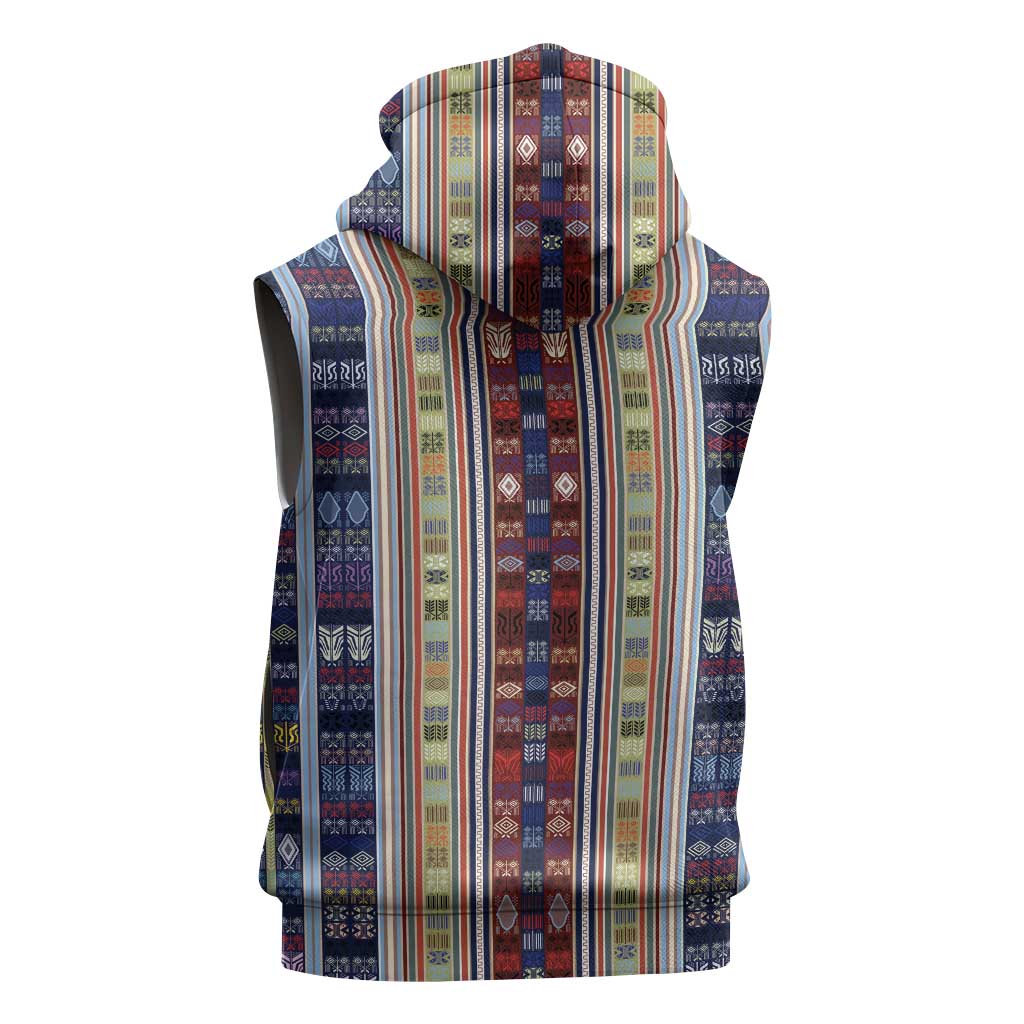 Lamba Mpanjaka Malagasy Traditional Pattern Sleeveless Zip Hoodie - African Pride