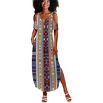 Lamba Mpanjaka Malagasy Traditional Pattern Summer Maxi Dress