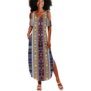Lamba Mpanjaka Malagasy Traditional Pattern Summer Maxi Dress