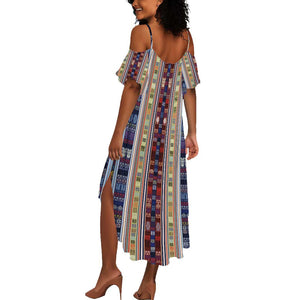 Lamba Mpanjaka Malagasy Traditional Pattern Summer Maxi Dress
