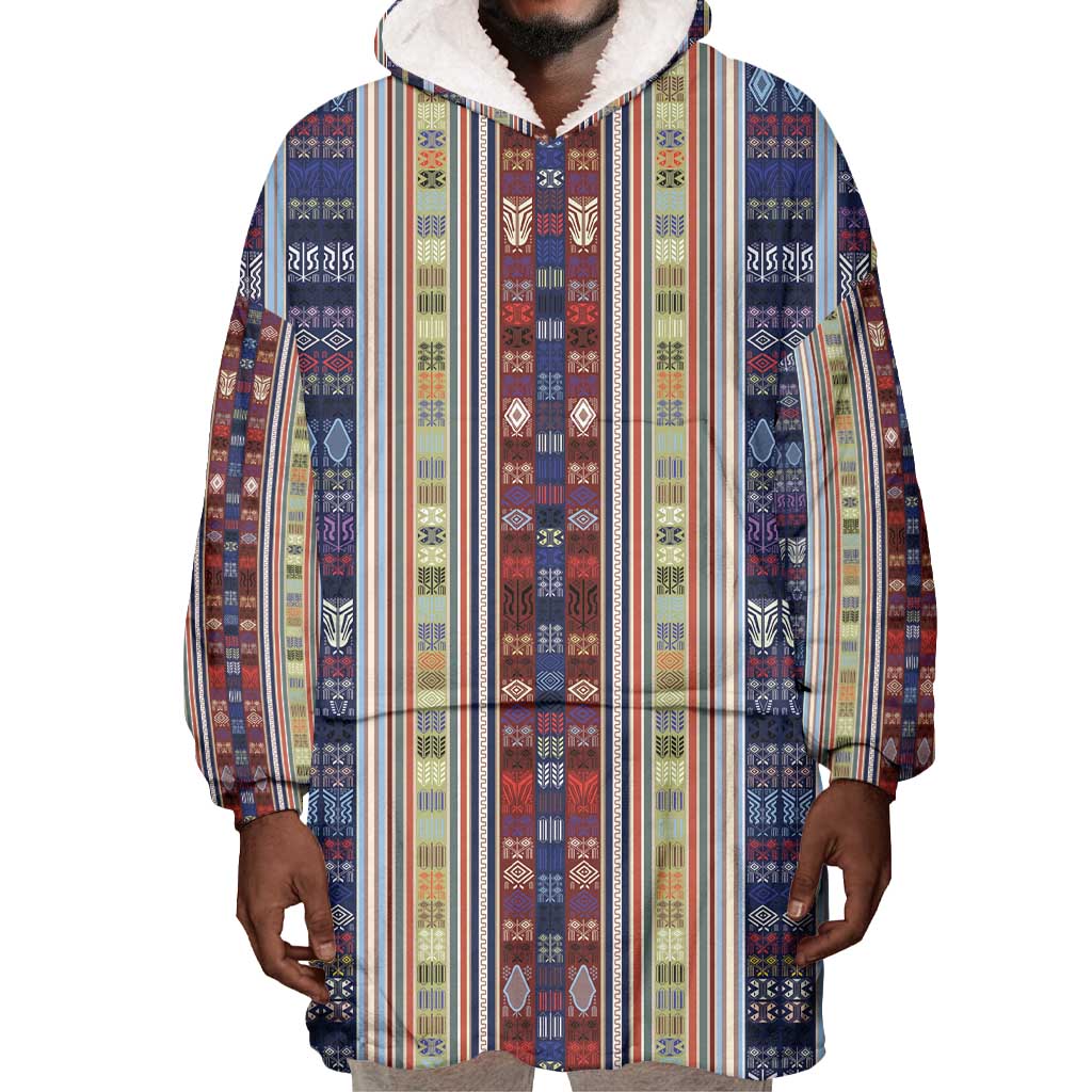Lamba Mpanjaka Malagasy Traditional Pattern Wearable Blanket Hoodie
